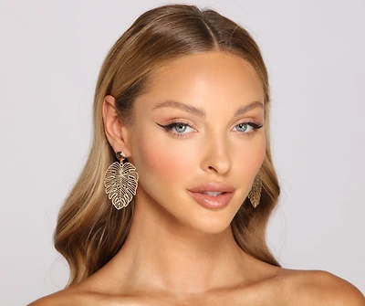 Glam Boho Leaf-Shaped Statement Earrings