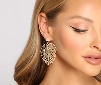 Glam Boho Leaf-Shaped Statement Earrings