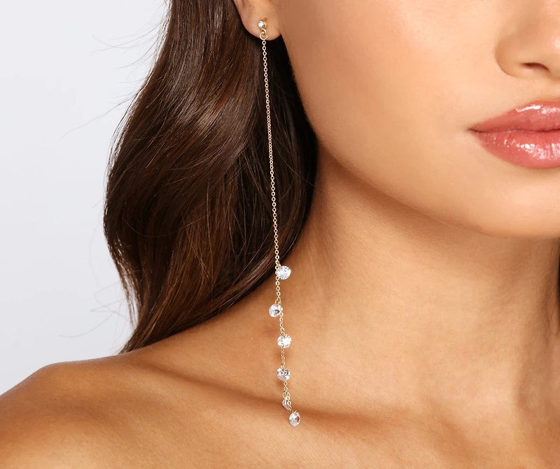 Sparkle Diva Cubic Zirconia Linear Studs