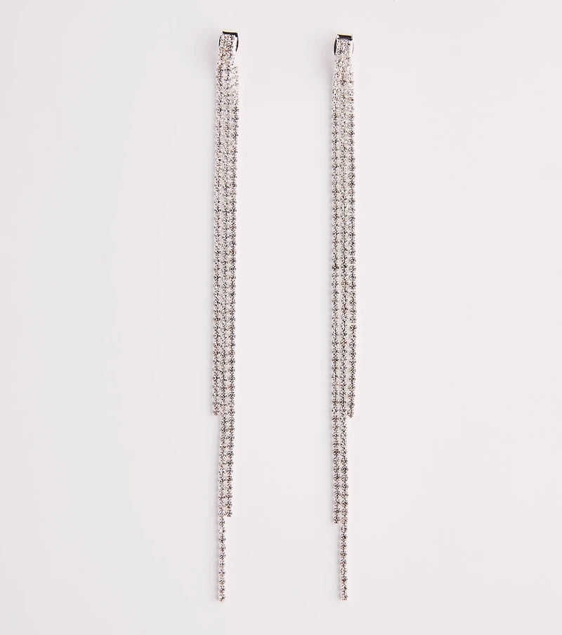 Living Luxe Rhinestone Fringe Earrings