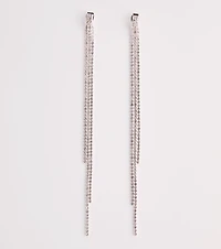 Living Luxe Rhinestone Fringe Earrings