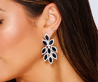 Feeling Lucky Rhinestone Leaf Duster Earrings