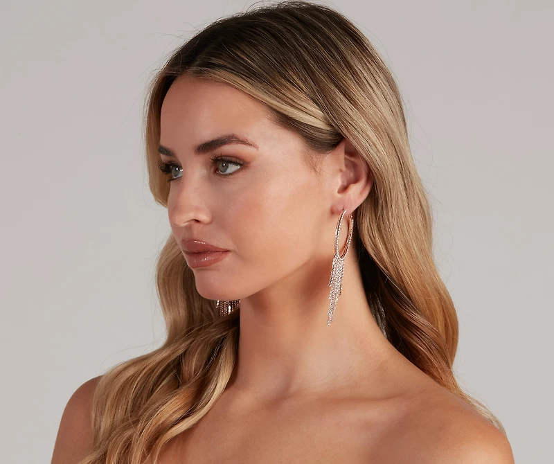 Alluring Glamour Fringe Hoop Earrings