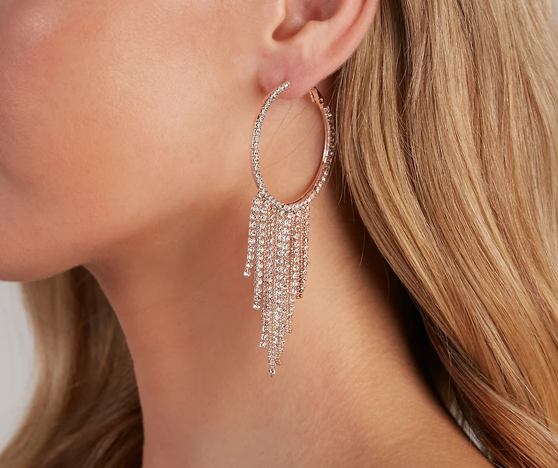 Alluring Glamour Fringe Hoop Earrings