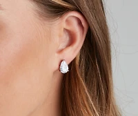 Flawless Cubic Zirconia Teardrop Stud Earrings