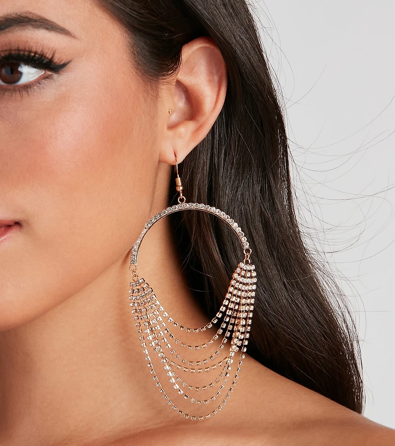 Showstopper Rhinestone Drape Hoops