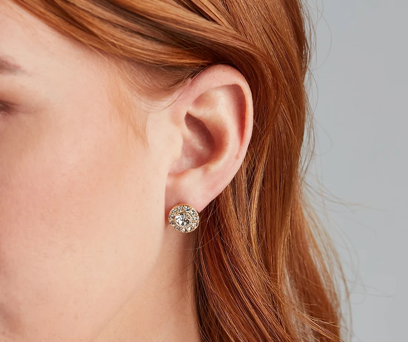 Girls Want Pearls Rhine Stud Earrings