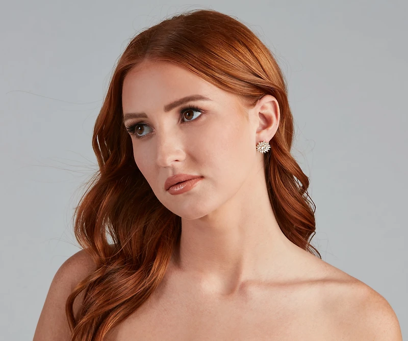 Girls Want Pearls Rhine Stud Earrings