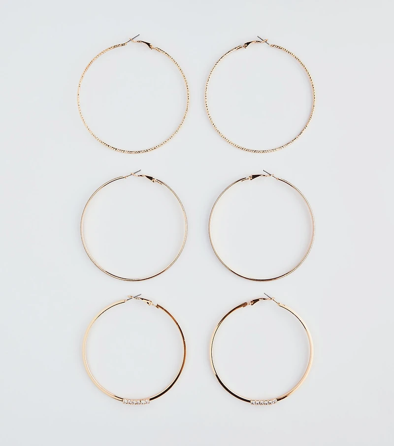 Simply Sleek Three-Pack Hoop Earrings Set