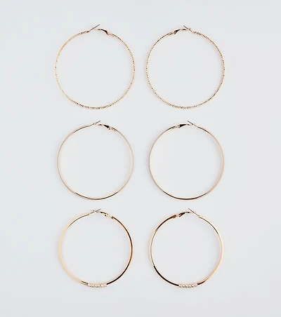 Simply Sleek Three-Pack Hoop Earrings Set