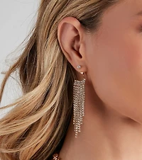 Glitzy Rhinestone Fringe Earrings