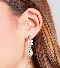 Dainty Radiance Rhinestone Leaf Drop Earrings