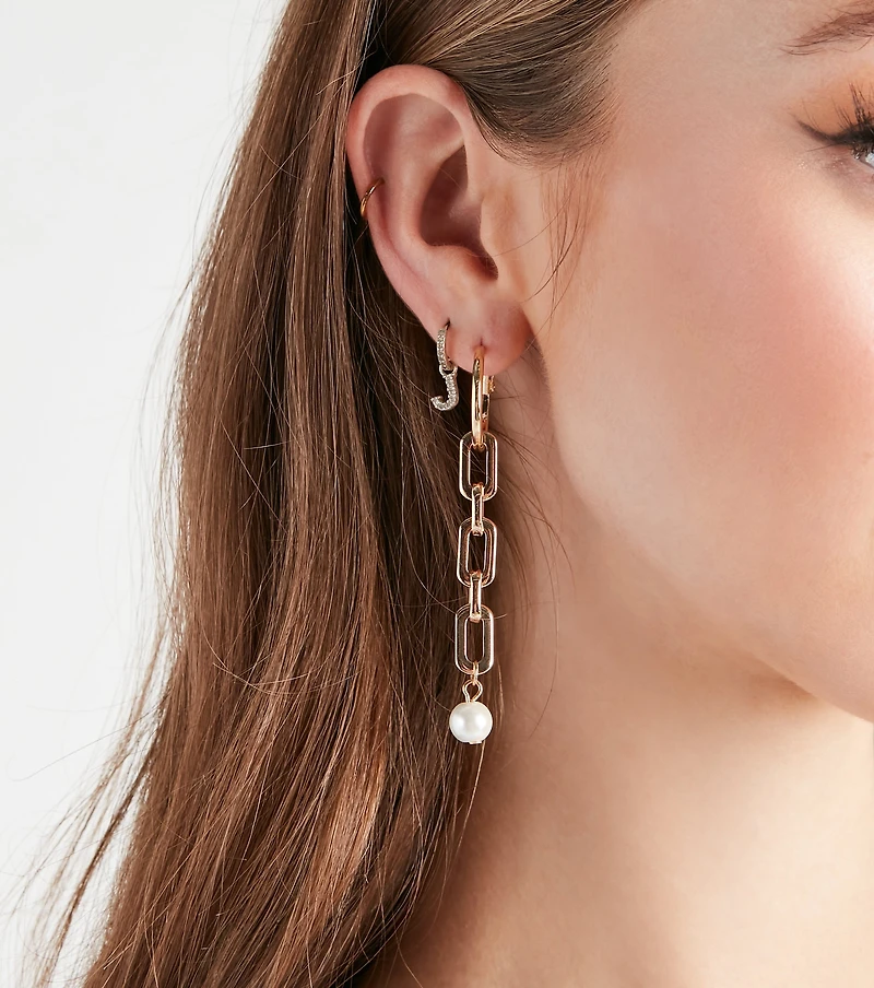 Faux Pearl Chain Link Earrings