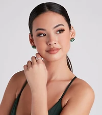 Regal And Chic Flower Gemstone Stud Earrings