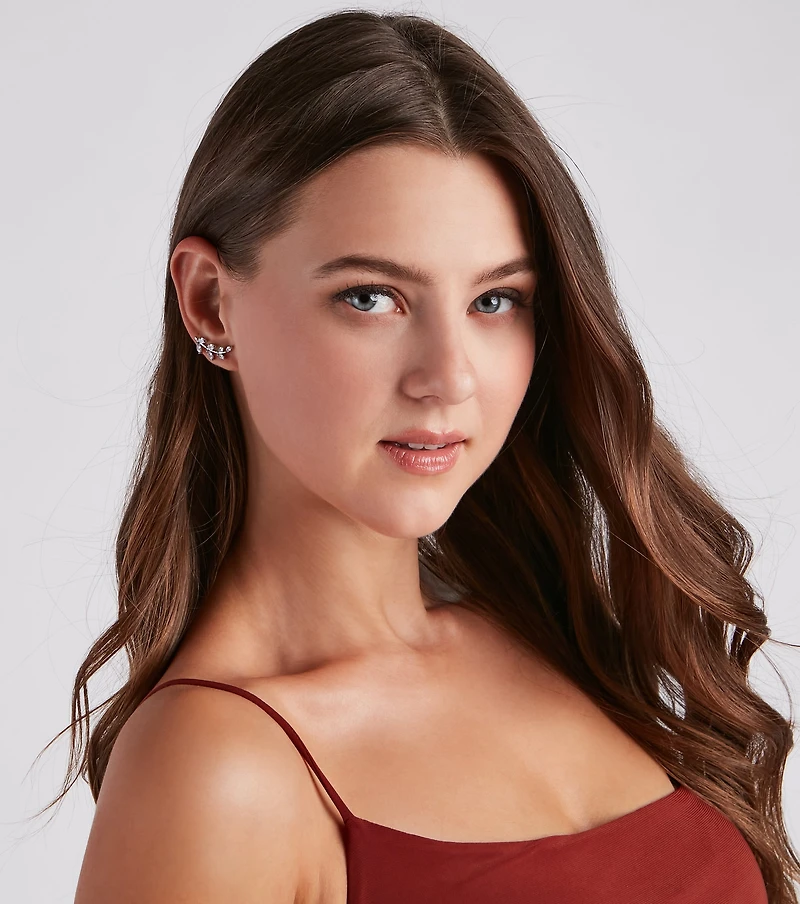 Sparkly Perfection Cubic Zirconia Ear Crawlers