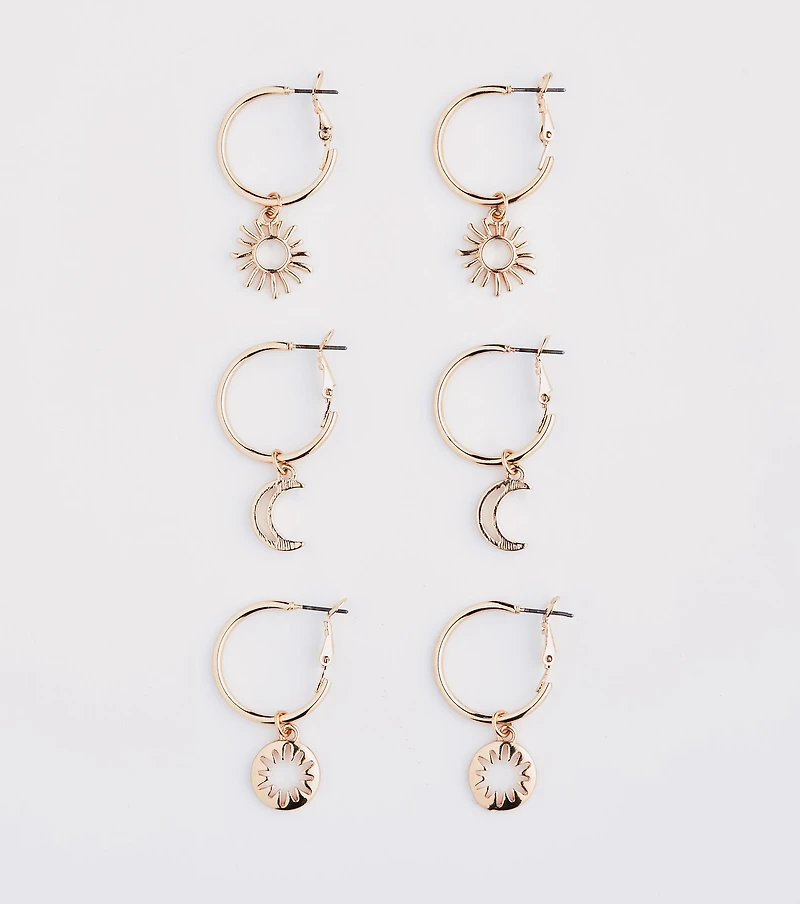 Boho Charm Huggie Hoop Earring Set