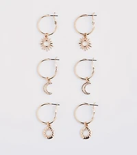 Boho Charm Huggie Hoop Earring Set