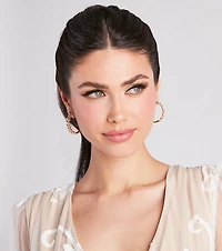 Walk The Vine Rhinestone Leaf Hoop Earrings