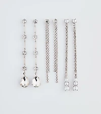 Trendy Glamour Rhinestone and Pearl Earring Set