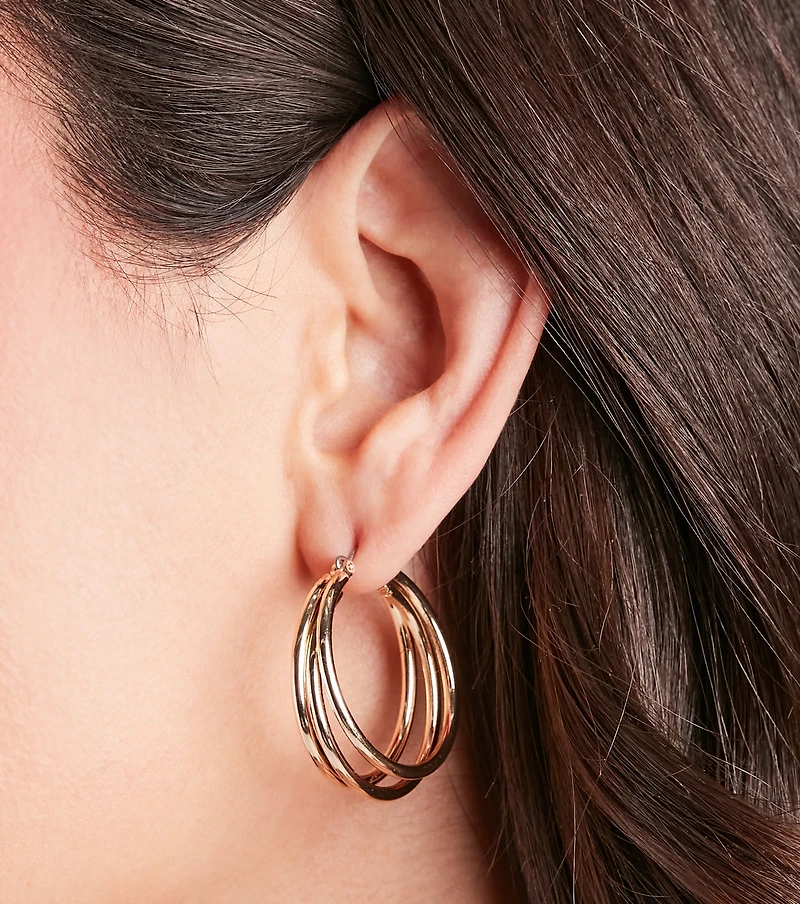 Elevated And Trendy Triple Hoop Earrings