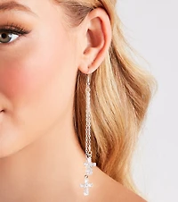 Trendy-Chic Cubic Zirconia Cross Charm Earrings
