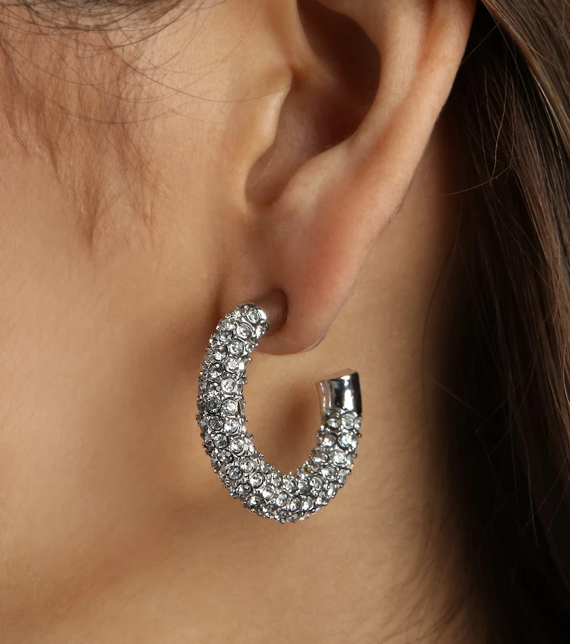 Fab Find Rhinestone Small Hoop Earrings