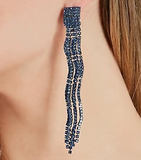Just A Lil' Drama Rhinestone Fringe Earrings