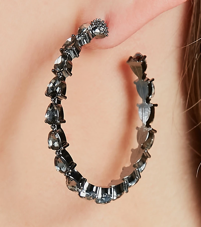 Glam Time Gemstone Hoop Earrings