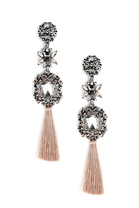 Gemstone Tassel Statement Earrings