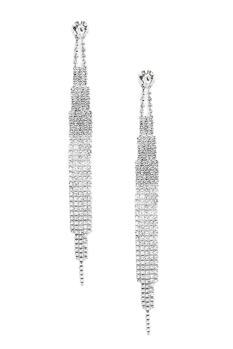 Famed Rhinestone Fringe Earrings