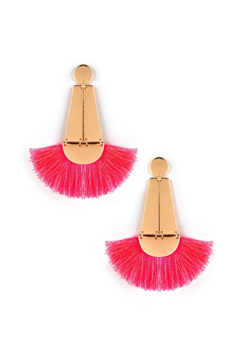 Vibrant Geometric Tassel Earrings