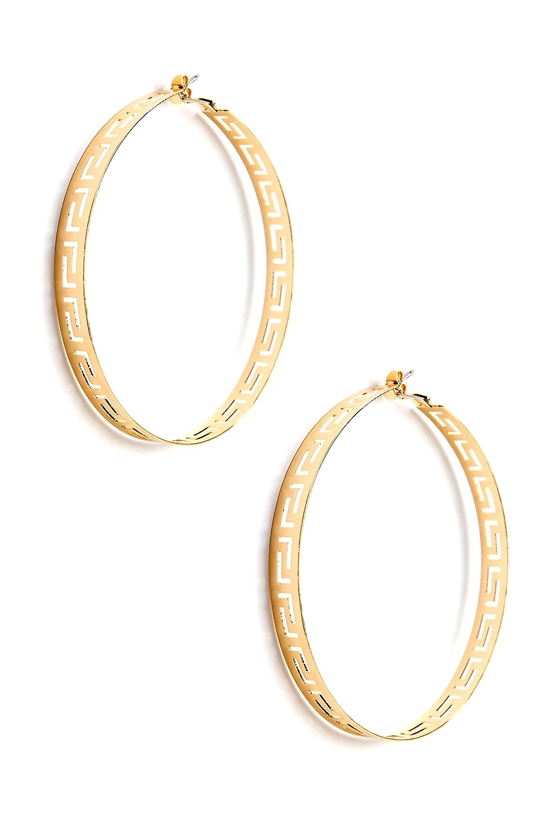 Greek Key Cut Out Earrings
