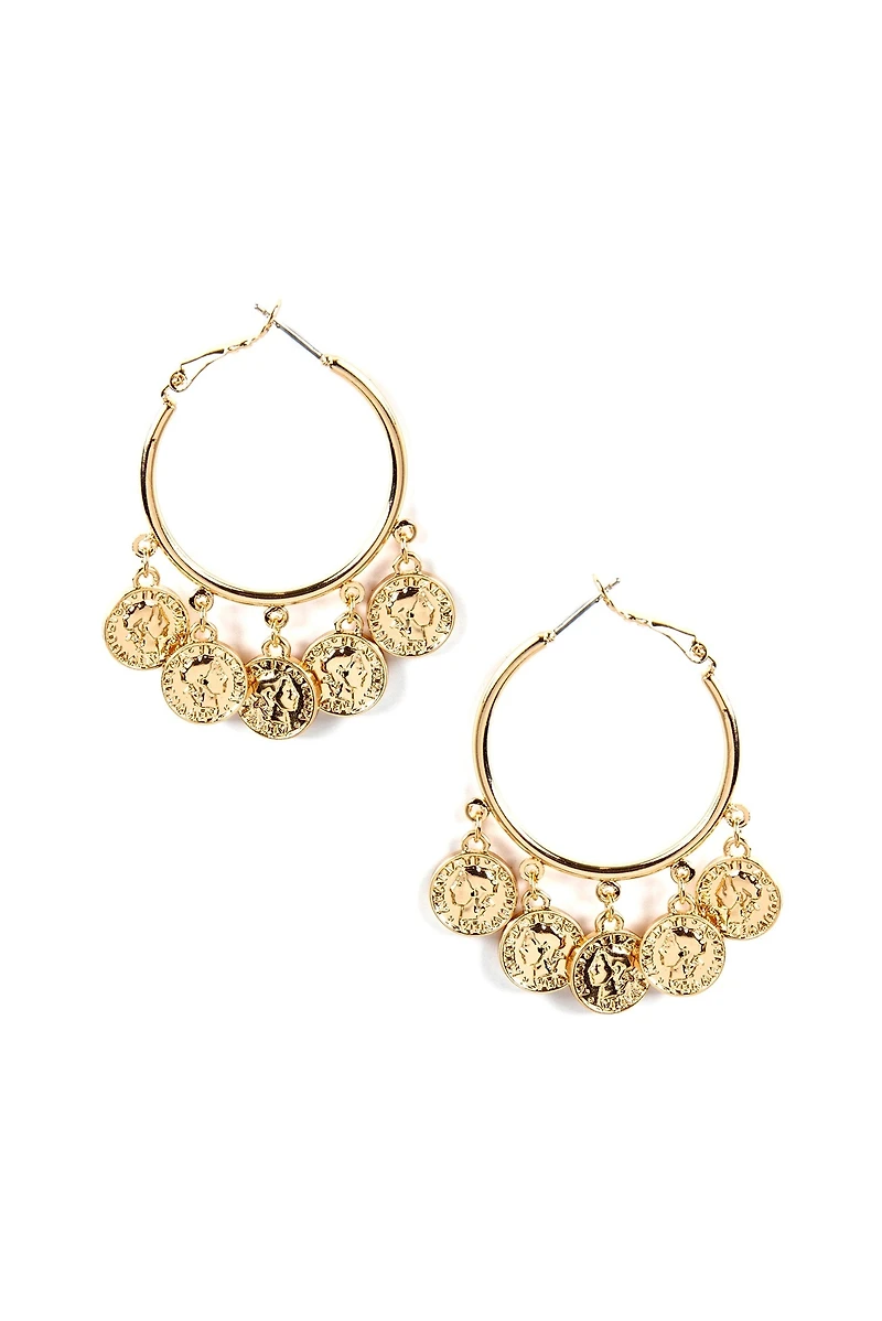 Coin Drop Mini Hoop Earrings
