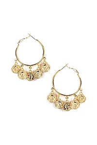 Coin Drop Mini Hoop Earrings