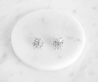 Cubic Zirconia Flower Stud Earrings