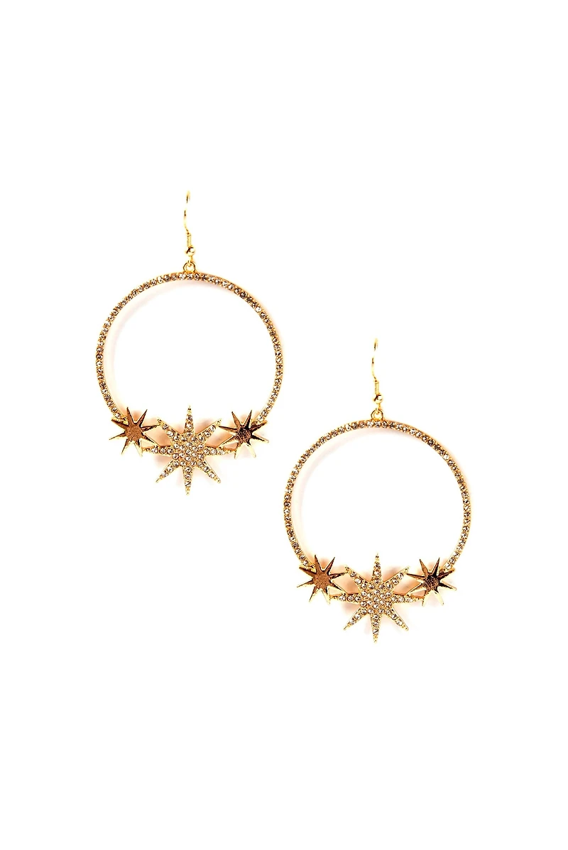 Rhinestone Starburst Hoop Earrings