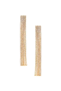 Long Rhinestone Fringe Earrings