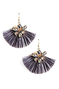 Gemstone Fan Fringe Earrings