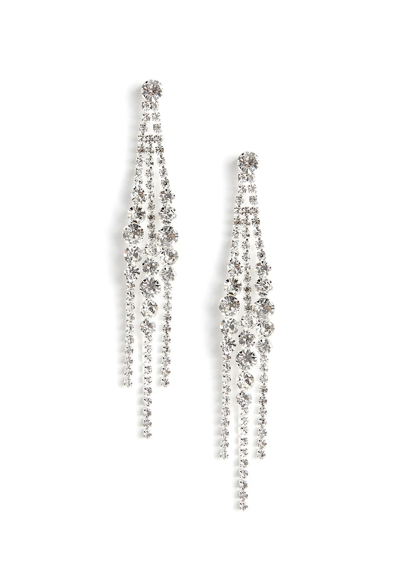 Rhinestone Fringe Duster Earrings