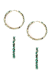 Multi Gemstone Hoop Earrings