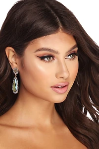 Iridescent Beaded Stone Duster Earrings