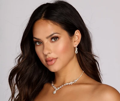 Rhinestone Teardrop Necklace And Dusters
