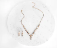 Rhinestone Teardrop Necklace And Dusters