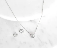 Cubic Zirconia Pendant Necklace And Studs