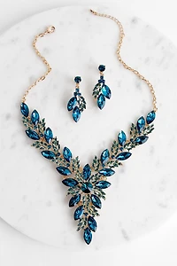 Gemstone Statement Necklace And Earring Set