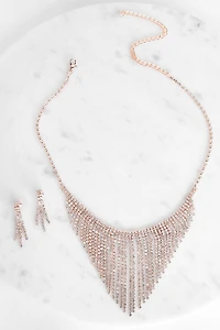 Rose Gold Fringe Necklace Set