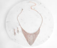 Rose Gold Fringe Necklace Set