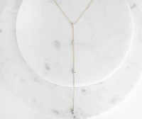 Long Tear Drop Cubic Zirconia Lariat