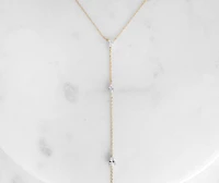 Long Tear Drop Cubic Zirconia Lariat