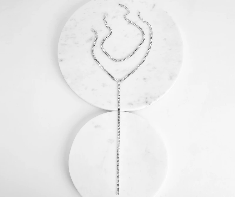 Dripping In Diamonds Lariat Set